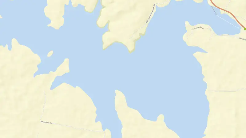 Road map of Lake Eppalock reservoir, Victoria, Australia