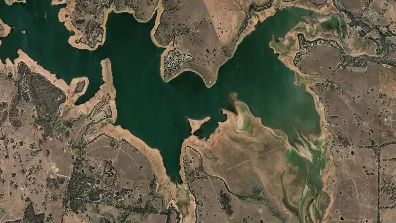 Satellite view of Lake Eppalock reservoir, Victoria, Australia