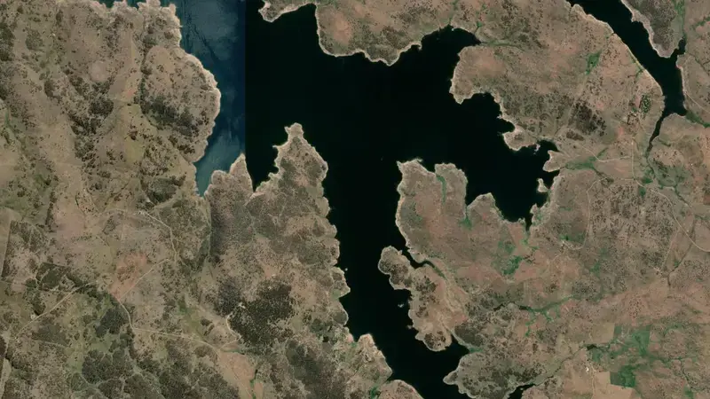 Satellite view of Lake Eucumbene reservoir, New South Wales, Australia