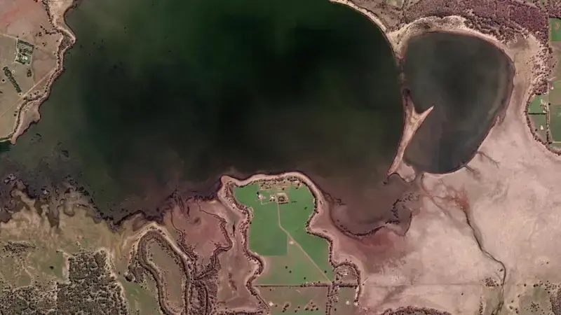 Satellite view of Lake Lonsdale reservoir, Victoria, Australia