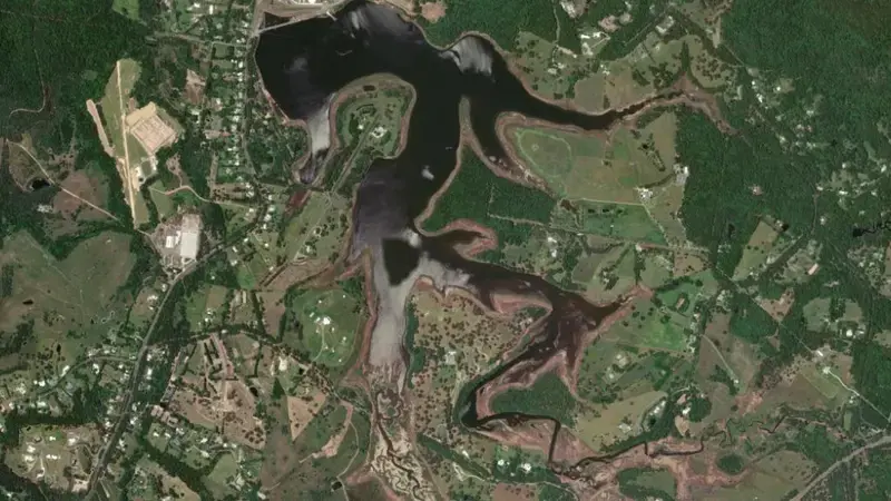 Satellite view of Lake MacDonald reservoir, Queensland, Australia