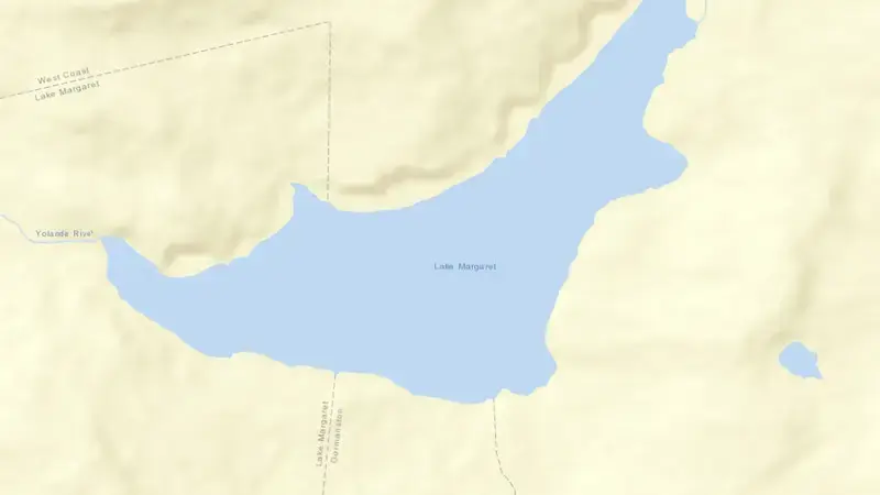 Road map of Lake Margaret reservoir, Tasmania, Australia