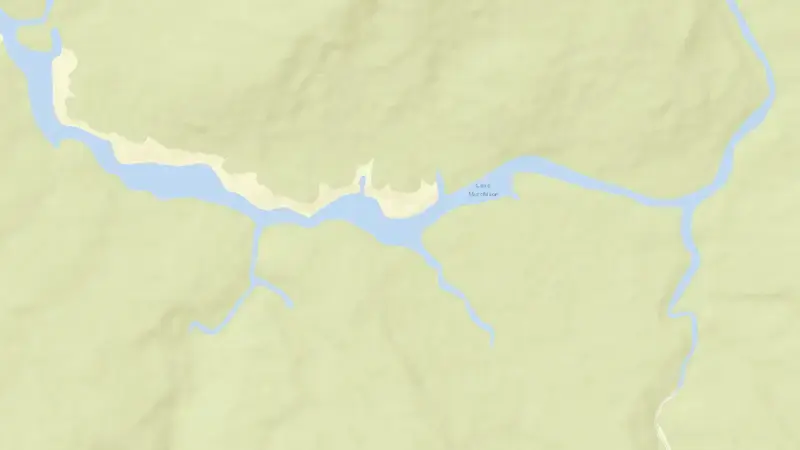 Road map of Lake Murchison reservoir, Tasmania, Australia