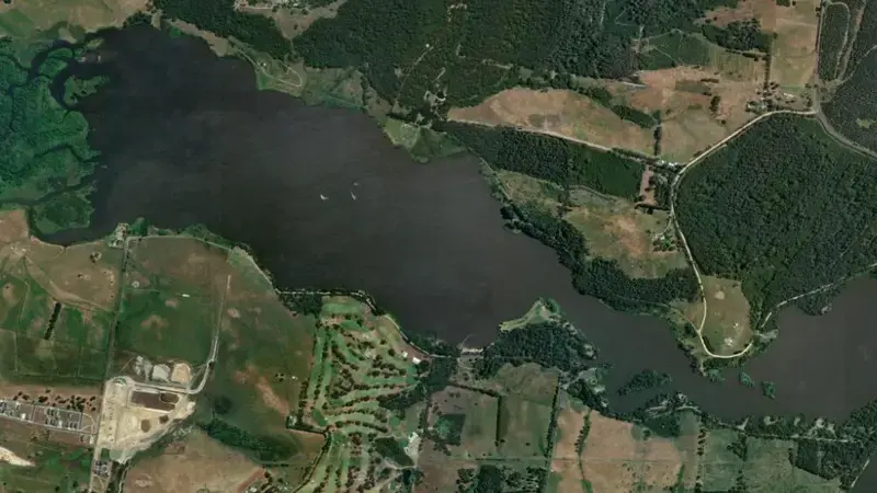 Satellite view of Lake Narracan reservoir, Victoria, Australia