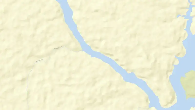 Road map of Lake Pieman reservoir, Tasmania, Australia