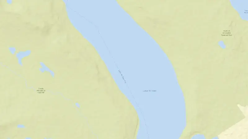 Road map of Lake St Clair reservoir, Tasmania, Australia