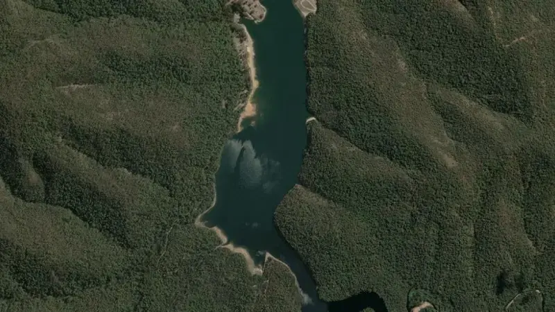 Satellite view of Lake William Hovell reservoir, Victoria, Australia