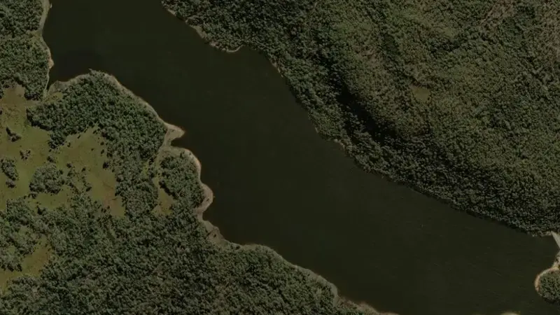 Satellite view of Laughing Jack Lagoon reservoir, Tasmania, Australia