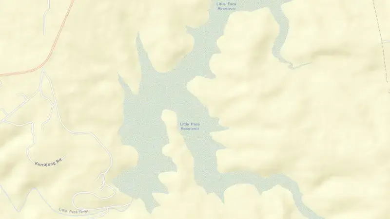Road map of Little Para reservoir, South Australia, Australia