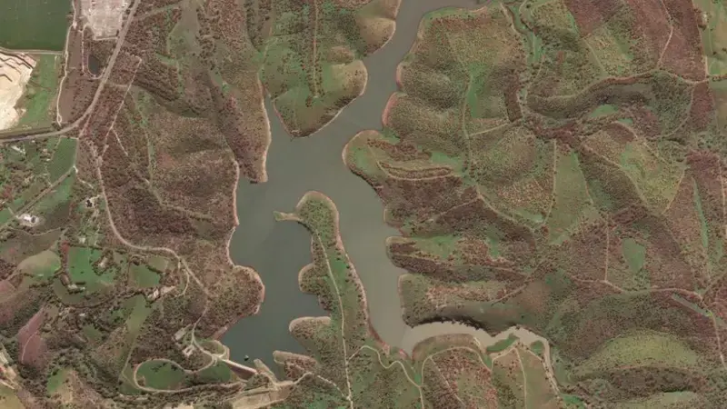 Satellite view of Little Para reservoir, South Australia, Australia