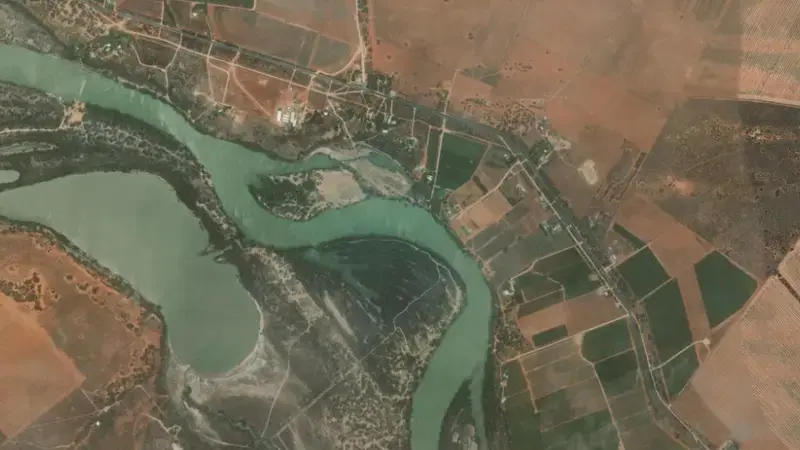 Satellite view of Lock 2 - Waikerie reservoir, South Australia, Australia