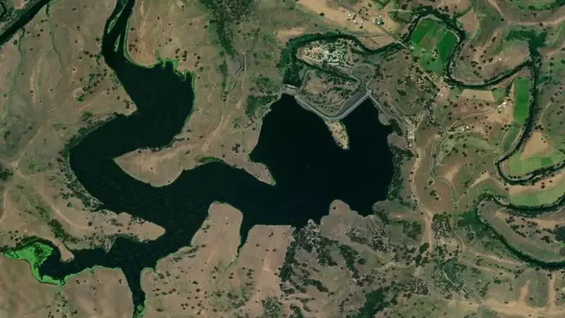 Satellite view of Lostock reservoir, New South Wales, Australia