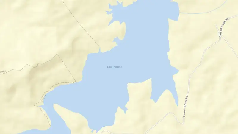 Road map of Maroon reservoir, Queensland, Australia