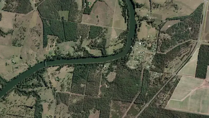 Satellite view of Mary Barrage reservoir, Queensland, Australia
