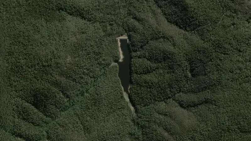Satellite view of McCall Say Reservoir reservoir, Victoria, Australia