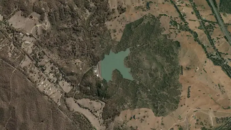 Satellite view of McCay reservoir, Victoria, Australia