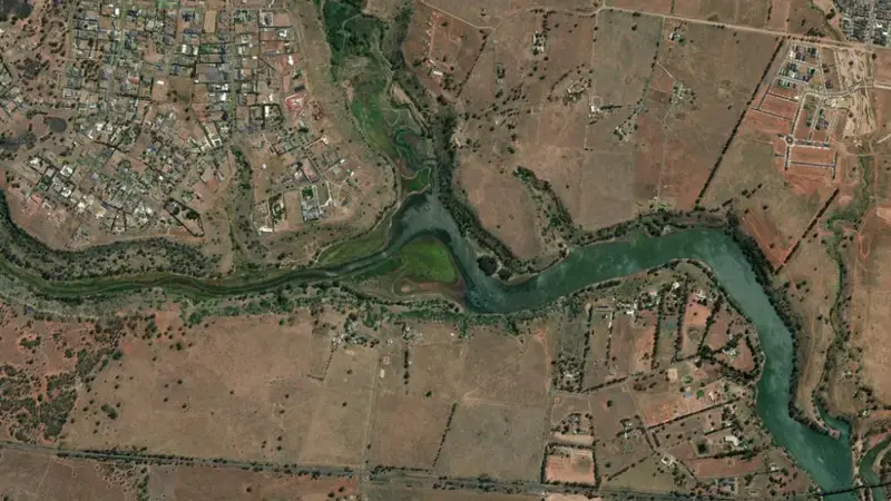 Satellite view of Melton Reservoir reservoir, Victoria, Australia