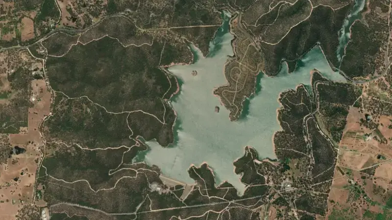Satellite view of Millbrook reservoir, South Australia, Australia