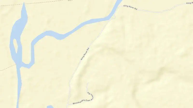 Road map of Moochalabra reservoir, Western Australia, Australia