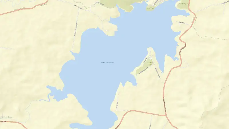 Road map of Moogerah reservoir, Queensland, Australia