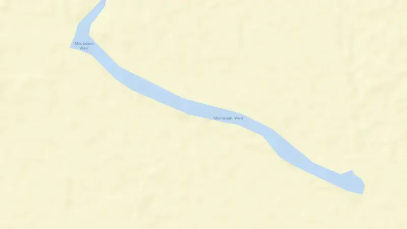 Road map of Moolabah Weir reservoir, Queensland, Australia