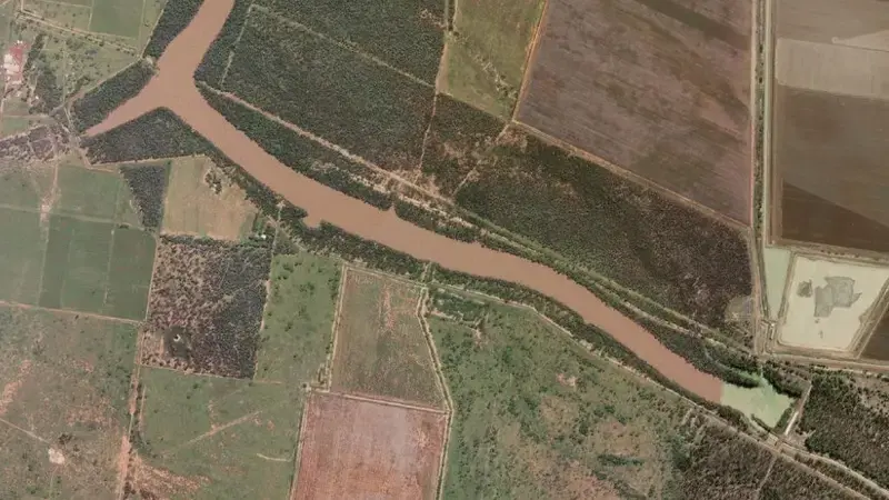 Satellite view of Moolabah Weir reservoir, Queensland, Australia