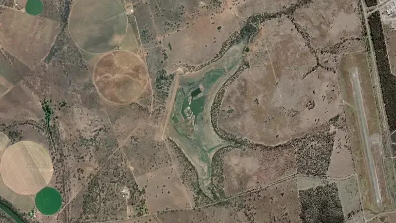 Satellite view of Moura Offstream Storage reservoir, Queensland, Australia