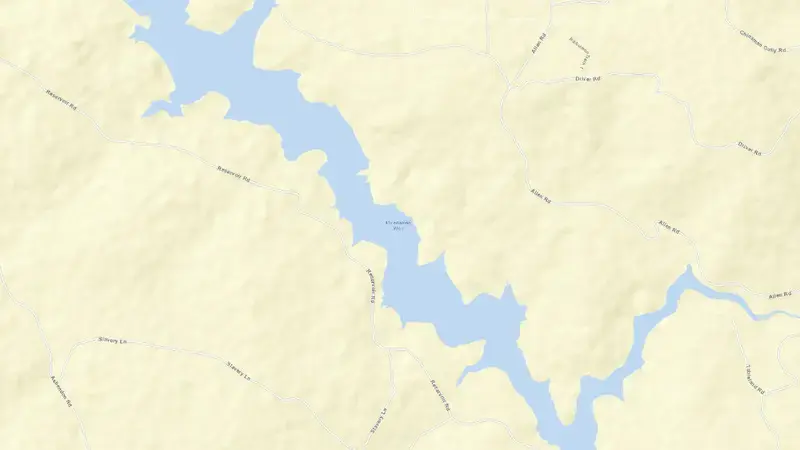 Road map of Mundaring reservoir, Western Australia, Australia