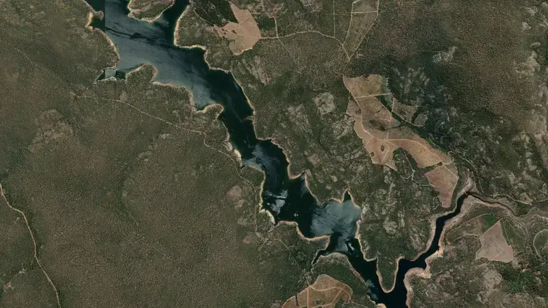 Satellite view of Mundaring reservoir, Western Australia, Australia