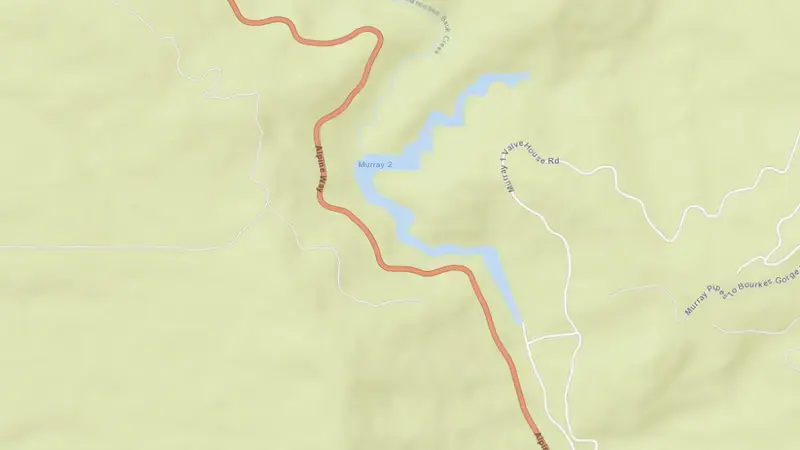 Road map of Murray 2 Pondage reservoir, New South Wales, Australia