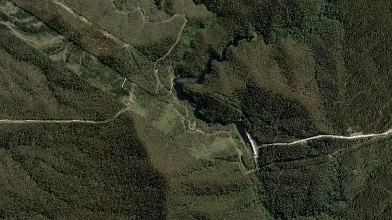 Satellite view of Murray 2 Pondage reservoir, New South Wales, Australia