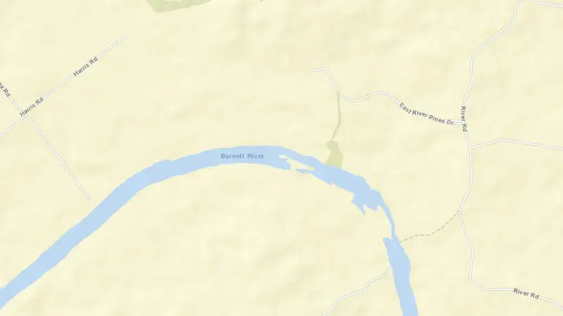 Road map of Ned Churchward Weir reservoir, Queensland, Australia
