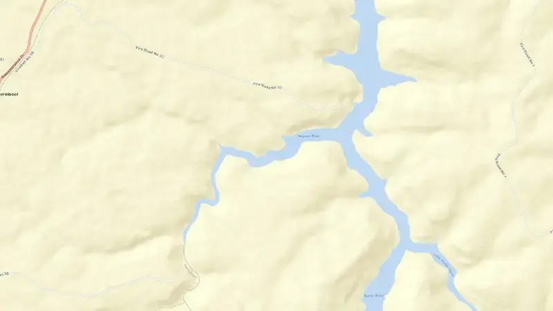 Road map of Nepean reservoir, New South Wales, Australia