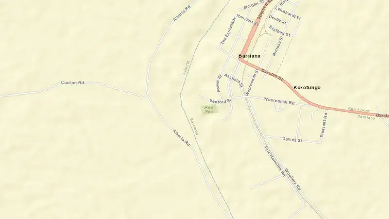 Road map of Neville Hewitt Weir reservoir, Queensland, Australia