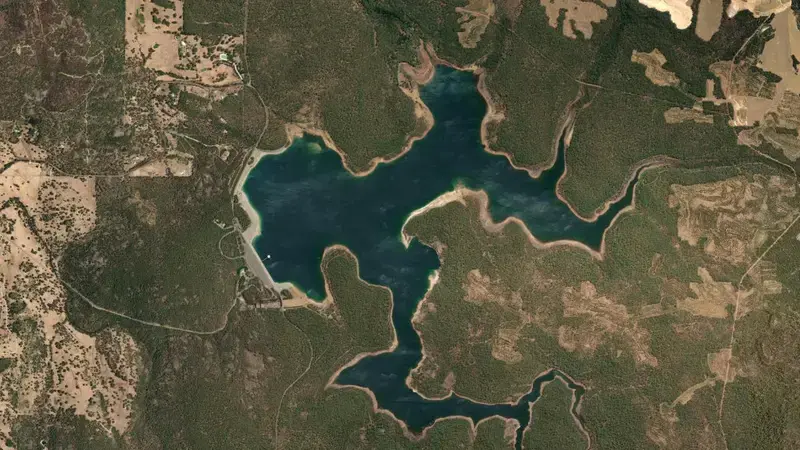 Satellite view of North Dandalup reservoir, Western Australia, Australia