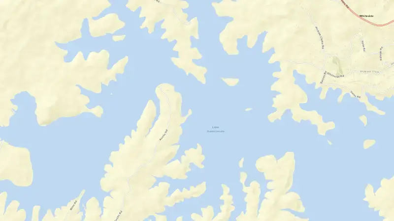 Road map of North Pine reservoir, Queensland, Australia