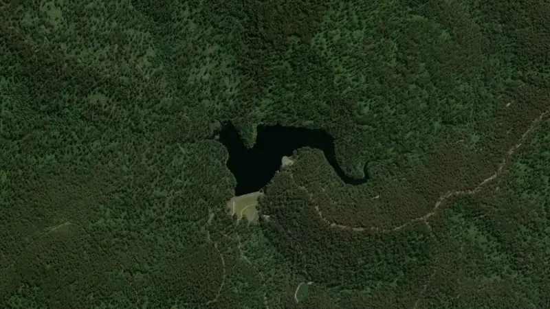 Satellite view of O'Shannassy reservoir, Victoria, Australia