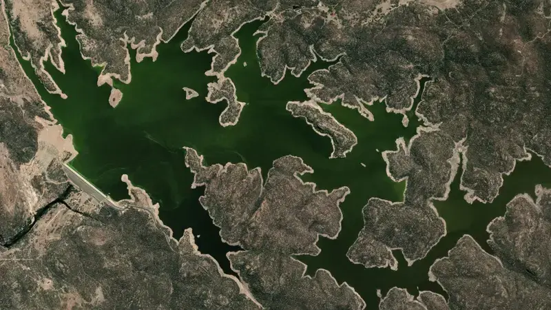 Satellite view of Pindari reservoir, New South Wales, Australia