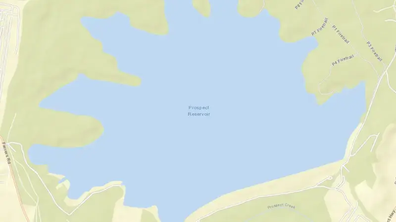 Road map of Prospect reservoir, New South Wales, Australia