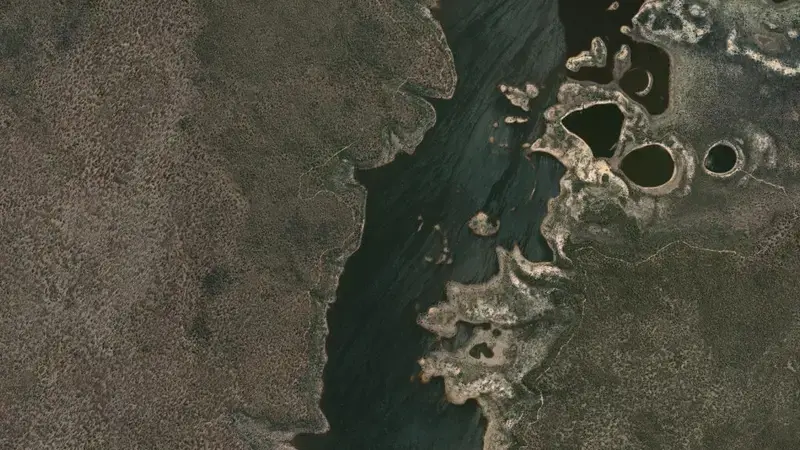 Satellite view of Rocklands Reservoir reservoir, Victoria, Australia