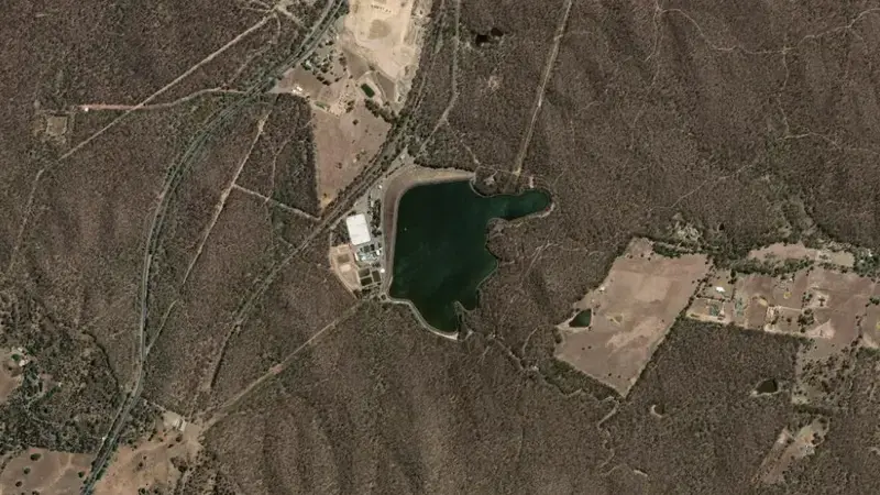 Satellite view of Sandhurst reservoir, Victoria, Australia