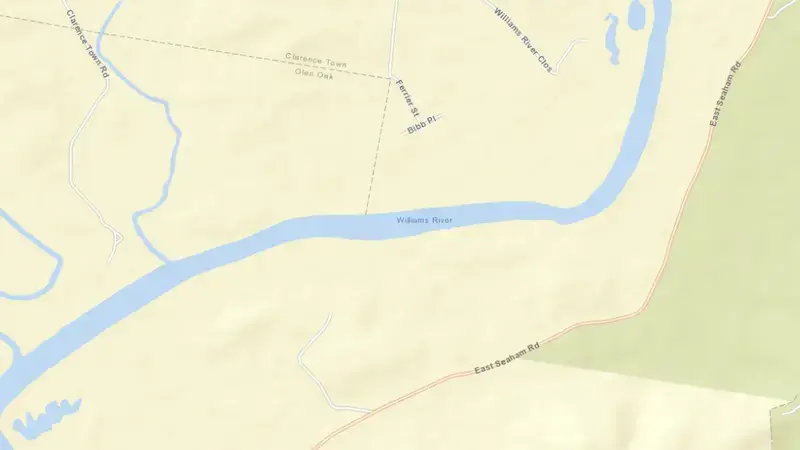 Road map of Seaham Weir reservoir, New South Wales, Australia