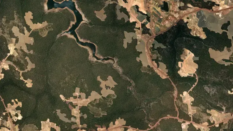 Satellite view of Serpentine reservoir, Western Australia, Australia
