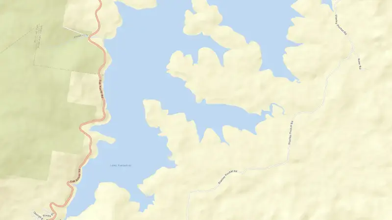 Road map of Somerset reservoir, Queensland, Australia
