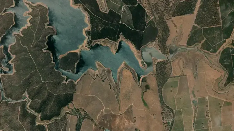 Satellite view of South Para reservoir, South Australia, Australia