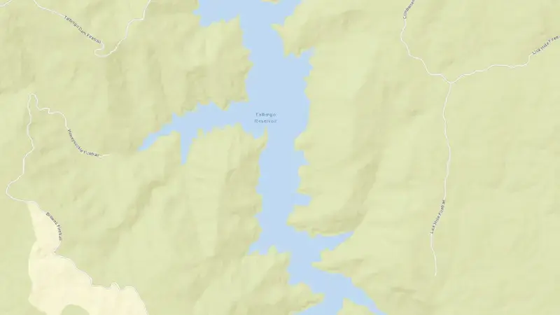 Road map of Talbingo reservoir, New South Wales, Australia