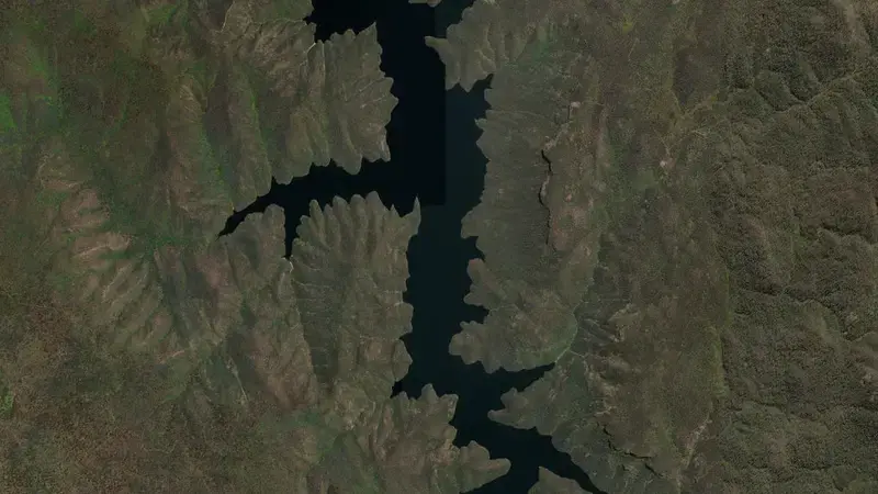 Satellite view of Talbingo reservoir, New South Wales, Australia