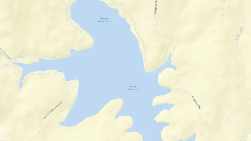 Road map of Tarago reservoir, Victoria, Australia