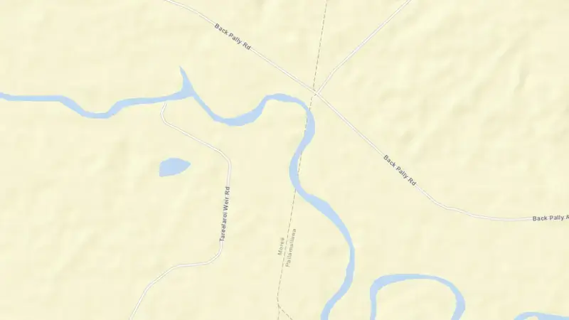 Road map of Tareelaroi Weir reservoir, New South Wales, Australia