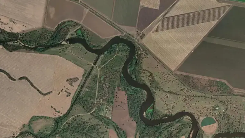 Satellite view of Tareelaroi Weir reservoir, New South Wales, Australia